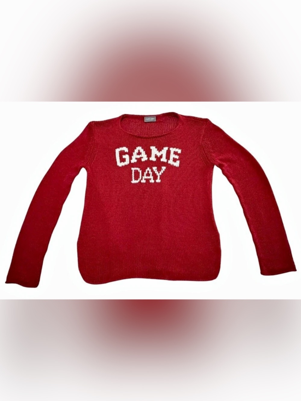 Wooden Ships Paola Buendia Game Day Red Knit Sweater S/M Cotton Blend